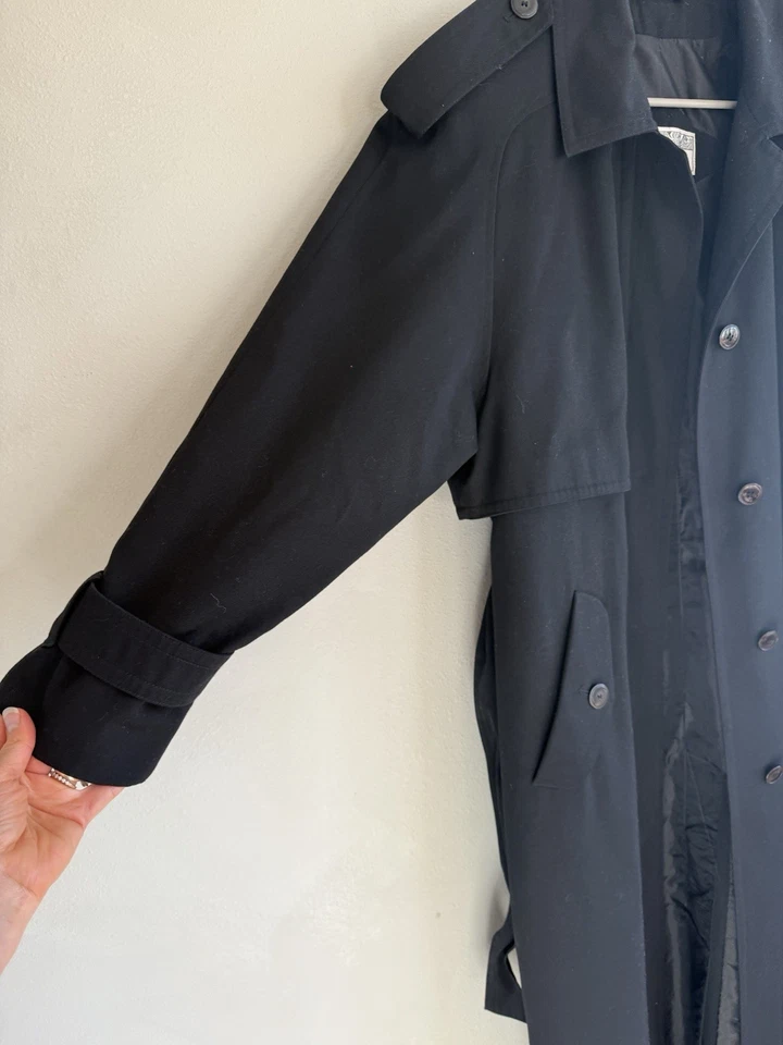 Gabardina larga negra Gallery para mujer ropa exterior clásica 10 chaqueta abotonada Foto 3 de 4