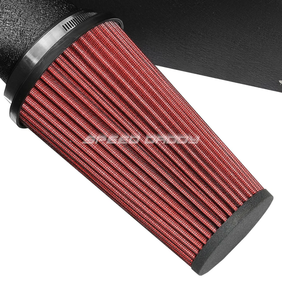 适用于 99-04 JEEP GRAND CHEROKEE V8 WRINKLE FINISH ALUMINUM AIR INTAKE+HEAT SHIELD — 第 2/4 张图片