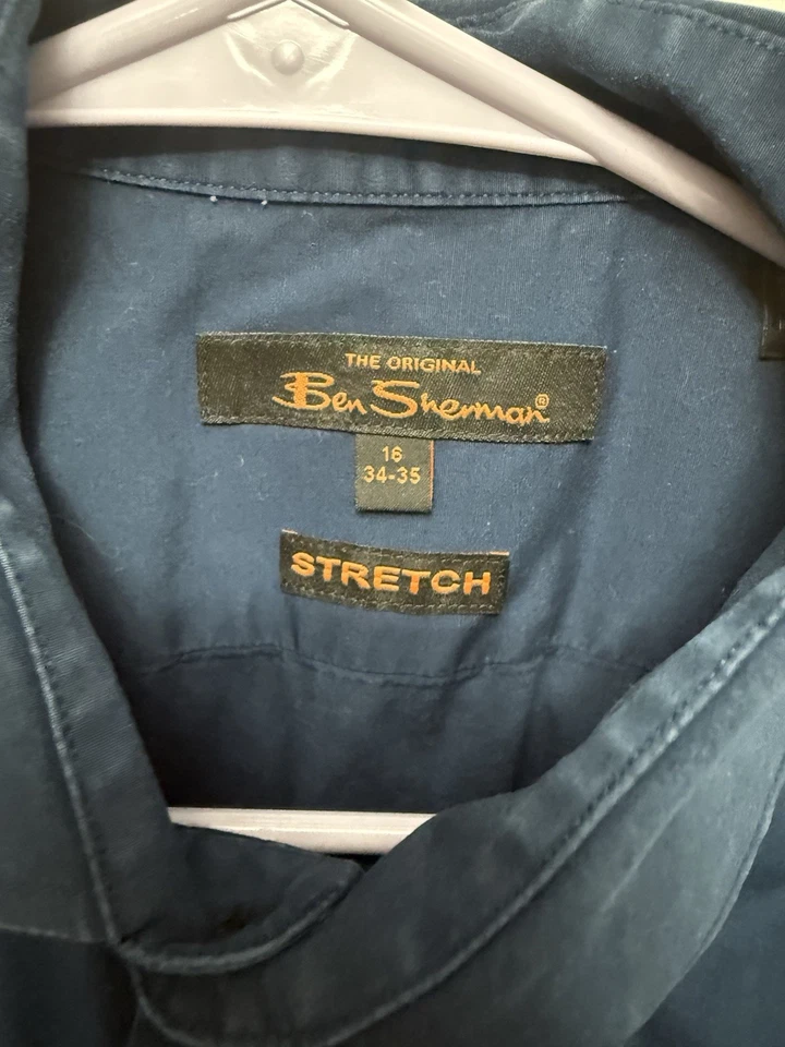 Camisa de vestir Ben Sherman para hombre azul profundo manga larga abotonada cuello 18 Foto 2 de 3