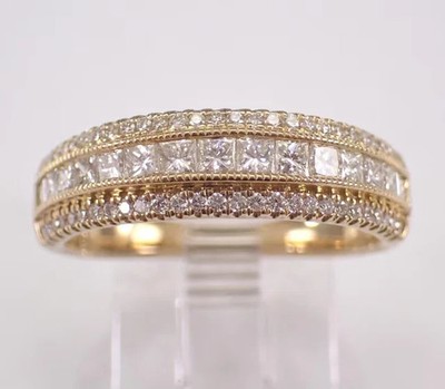 2.30Ct Princess Cut Moissanite Wedding Band Ring 14K Yellow Gold Plated Silver