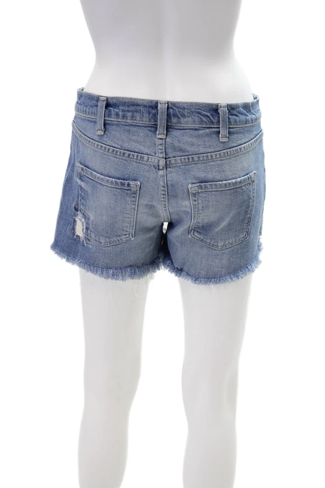 Pantalones Cortos Vince Mujer Denim Abotonados Tiro Medio Corte Azul Algodón Talla 26 Foto 3 de 4