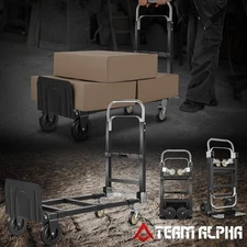 2-in-1 660LBS Black Adjustable Folding Convertible Hand Truck Trolley Dolly Cart