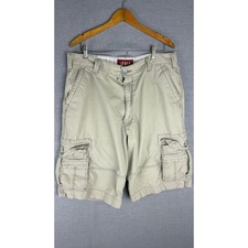 Levis Mens Cargo Shorts Tan Khaki Multi Pocket Cotton Twill Size 36 y2k