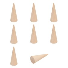 Wood Cone Ring Holder, 8 Pcs Finger Jewelry Display Stand, Wood Color 80x30mm 