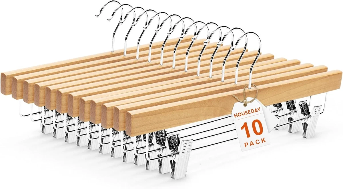 Amber Home Solid Gugertree Deluxe Houten Broek Rok Hangers Natuurlijke