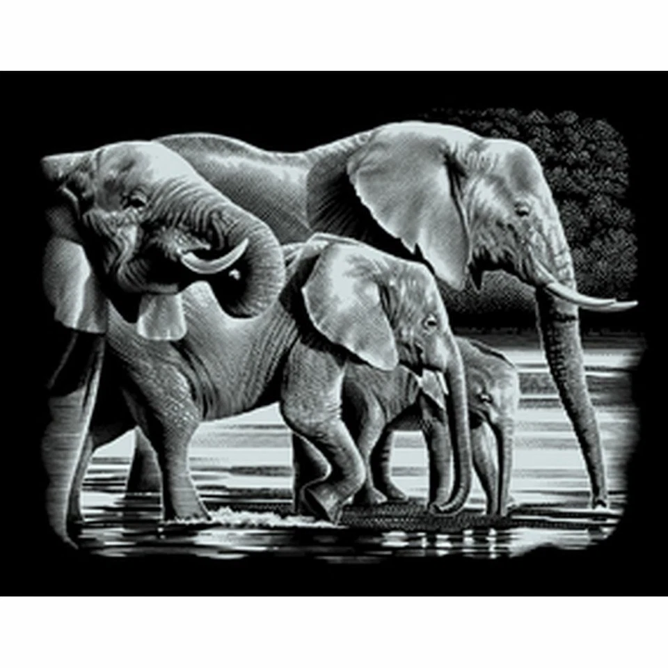 MAMMUT Scraper Silber groß "Querformat" - Elefanten