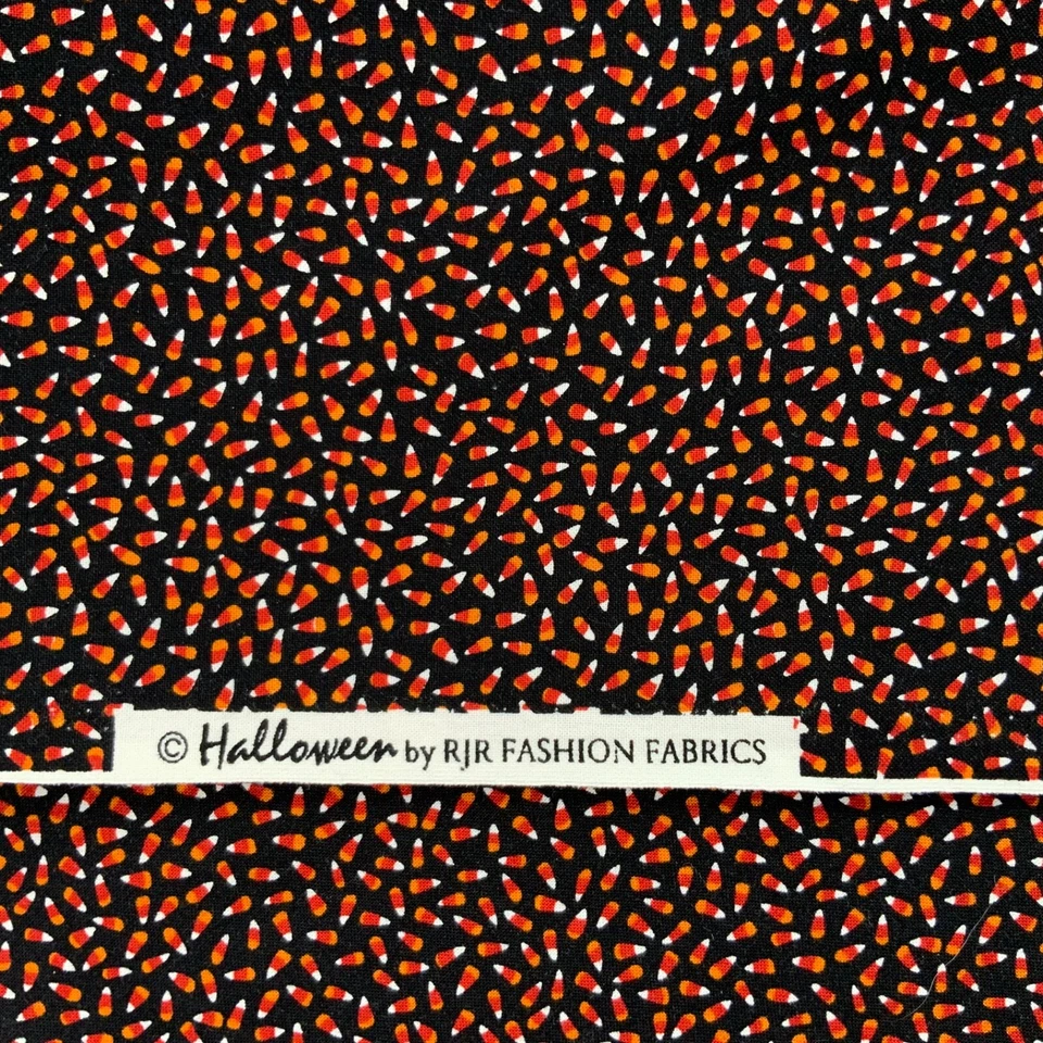 Halloween Candy Corn Fabric Cotton Tiny Print Orange Red Black 2 7/8 yds x 42 - Image 3 of 4