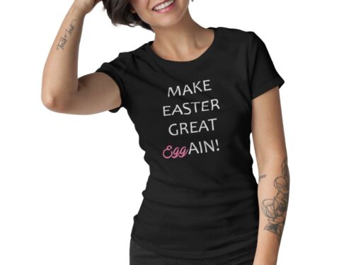 Women's Make Easter Great Again Eggain T Shirt Pro Trump T-Shirt Christian Tee - Afbeelding 1 van 10