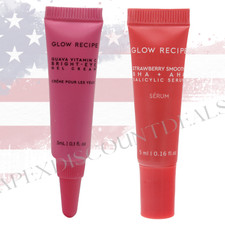 2 Pack: Glow Recipe Strawberry Smooth BHA AHA Serum Bright Eye Gel Samples