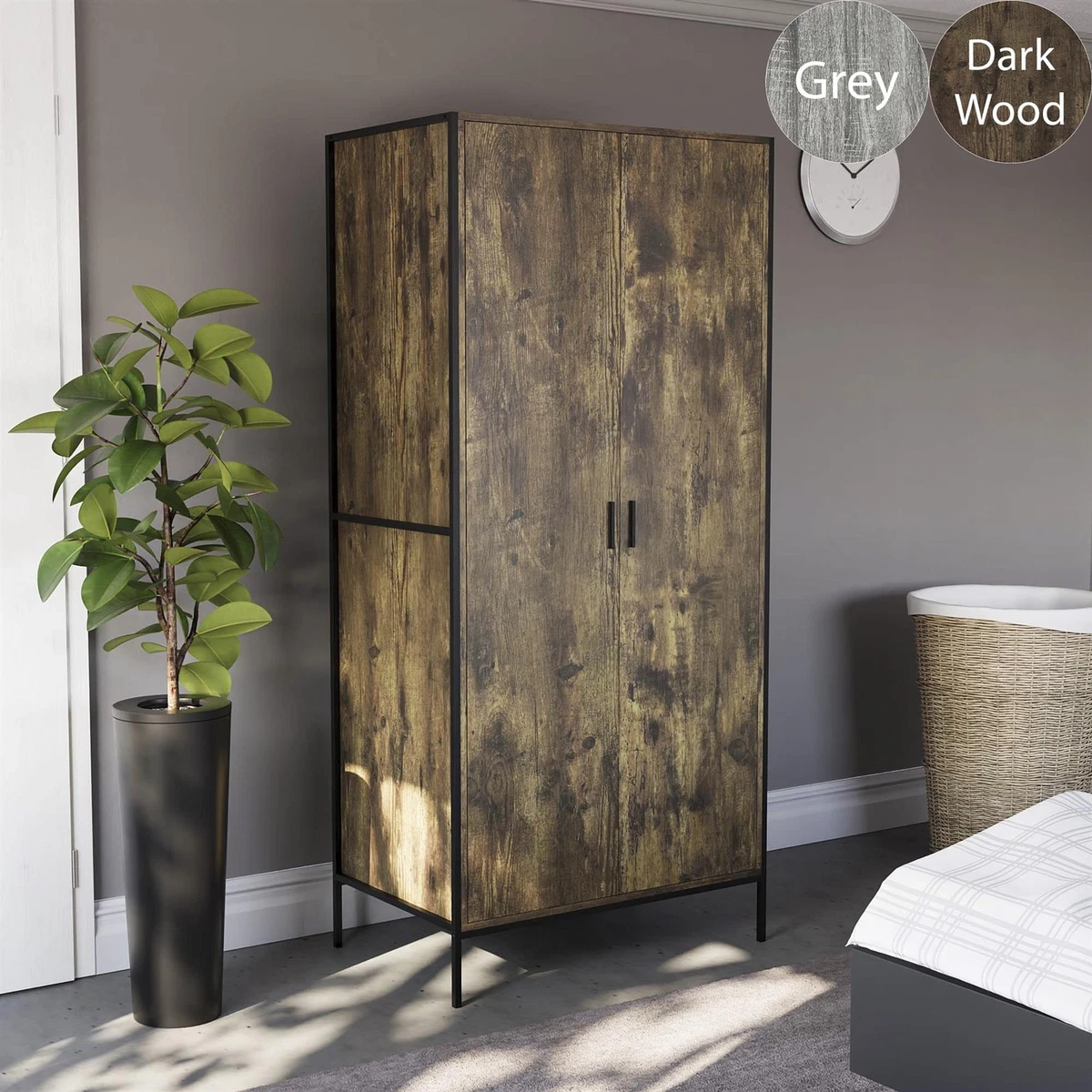Industrial on sale wood wardrobe