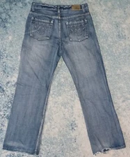 Vintage Flypaper Jeans W29 x L29 Boot Cut Embroidered Cross Pockets Distressed