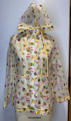 Disney Parks Mickey Ice cream Tropical Snacks Clear Raincoat Jacket XS Dole Whip