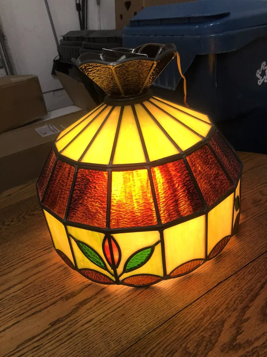 Tiffany Style Hanging Stained Glass Ceiling Pendant Light Lamp 16 Glass Lead