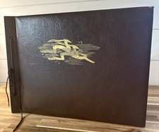 DD Vintage MCM Mid Century Brown Gold Deer Photo Album Scrapbook Sketchbook