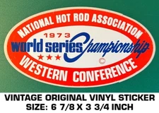 NATIONAL HOT ROD ASSOCIATION 1973 WORLD CHAMPION VINTAGE ORIGINAL DECAL STICKER