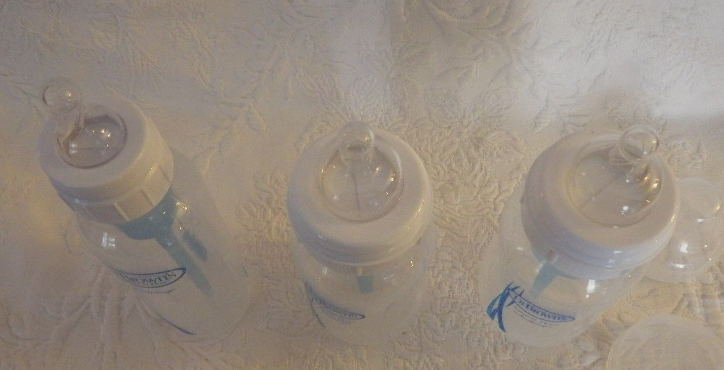 Lot of 3 Dr. Brown's Baby Bottles 8 oz. w/Lids New