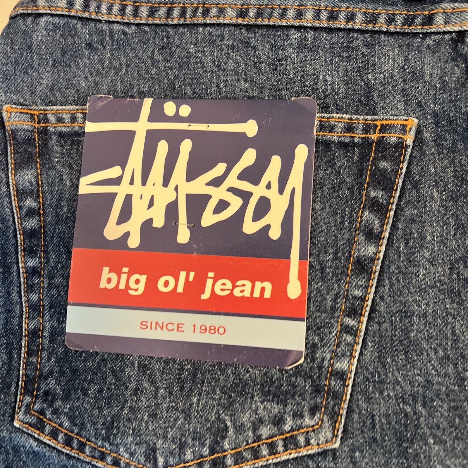 Vintage Stussy Made In USA Denim Jean Shorts 36 Deadstock 90s Big Ol Jens  New