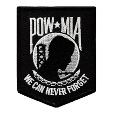 POW-MIA PATCH VIETNAM WAR embroidered iron-on BLACK military veteran emblem