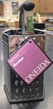 Oneida Multi-Purpose Grater Stainless Steel w/ Handle Sure Grip Base NEW w/ Tags