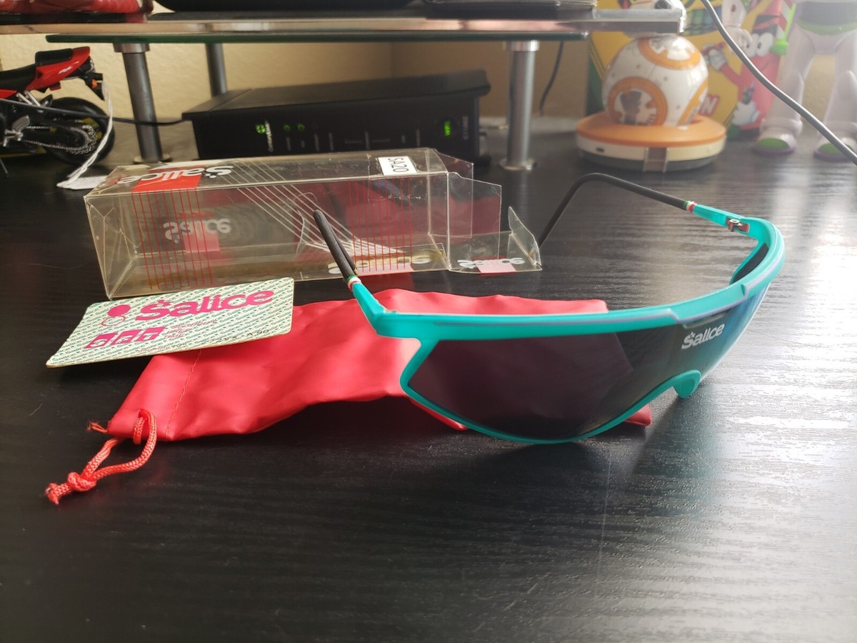 ??Vintage 80s 90s Salice Sunglasses Shield Teal Turquoise 