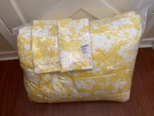 Legends Hotel Fleur Cotton Blend Yellow/White Floral King Comforter Set 3pc New