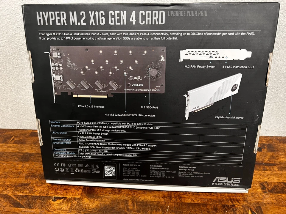 Elegante tarjeta PCIe 4.0 X16 - Soporte RAID NVMe M.2 de 4 bahías para un rendimiento mejorado Foto 2 de 3