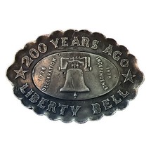 VTG Tiffany Studio NY, Liberty Bell 200 Years Ago Brass Belt Buckle