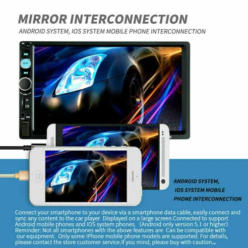 AUX Car MP5 Player 7" Double 2DIN Bluetooth Touch Screen Stereo Radio USB Camera - Picture 3 of 12