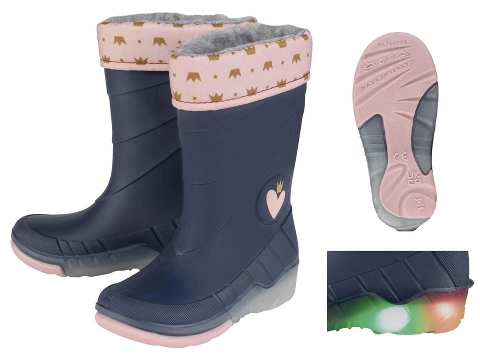 LUPILU Kinder Mädchen Blink Regenstiefel Gummistiefel mit Weichem Warmfutter Gr. 24-31