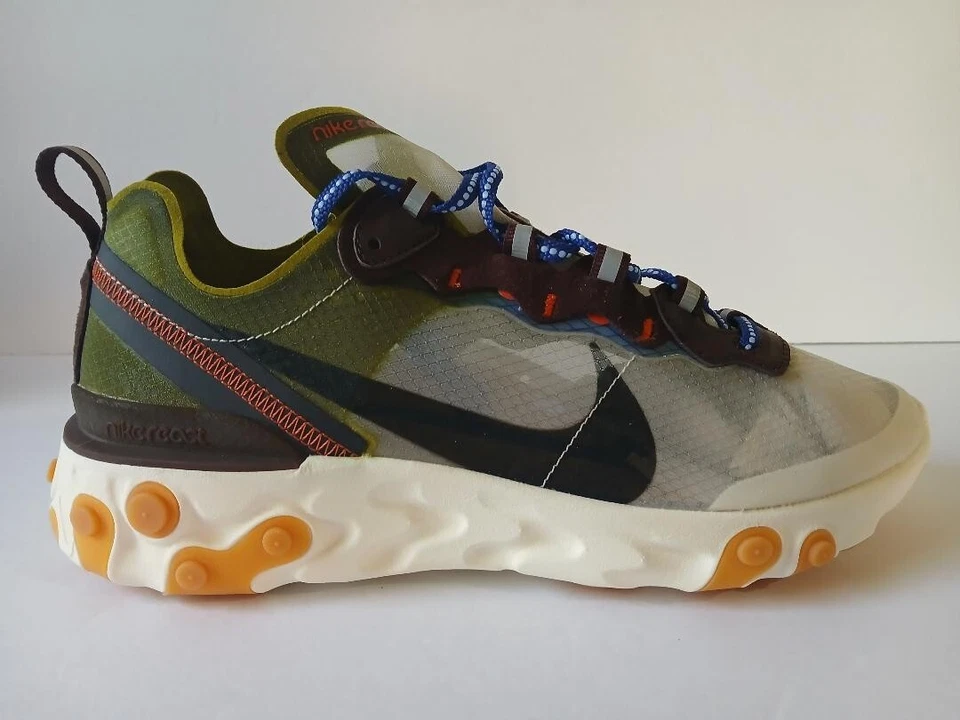 Nike React Element 87 SZ 8.5 Moss Black El Dorado Deep Royal Blue AQ1090-300 - Image 4 of 4