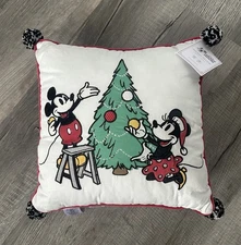 NEW Pottery Barn Kids Disney Mickey Mouse Holiday Christmas Pillow 16 x 16