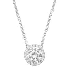 Finecraft Halo Necklace with Cubic Zirconia in Sterling Silver