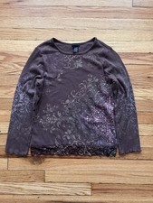 FANG VTG Y2K Long Sleeve Brown Tee Size L Fairy Grunge Biker Affliction Style