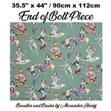 35.5" x 44" off-cut Alexander Henry BEAUTIES AND BRAINS Pin Up Fabric Remnant