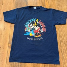 Vintage Disney Mickey  Minnie T-Shirt Youth Large Orlando Made in USA Blue