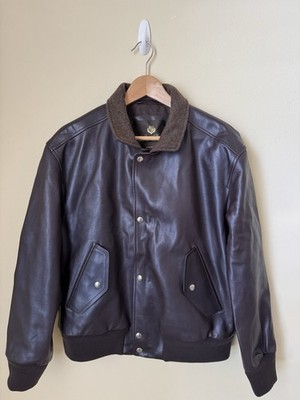 Loro Piana Johnie Leather Bomber Jacket Cashmere Lined Brown