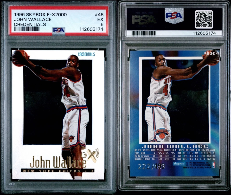 ДЖОН УОЛЛЕС 1996-97 Skybox E-X2000 учетные данные RC 222/499 PSA 5 - Изображение 3 из 3