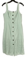 Gap Dress Women’s 6 Green A Line Midi Sleeveless Eyelet 100% Cotton
