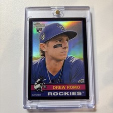 2025 Topps Heritage Chrome Black Border /76 Drew Romo #386 Rookie RC