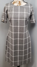 Tommy Hilfiger Sheath Dress Womens 6 Gray White Windowpane Plaid Office Career