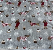 Dachshund Blanket, Dachshunds Snowflakes Coffee Hot Coco Blanket NWT