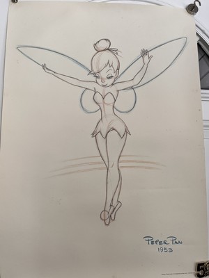 Walt Disney Tinkerbell Drawing  Sketch/Print Of Tinkerbell Peter + FREE TINK