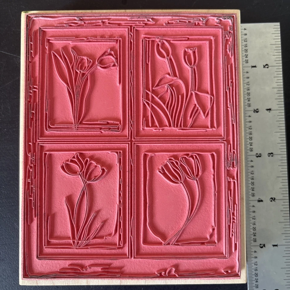 Stamps Happen Brand "Tulip Window" #90385 Made USA 5 1/2"x4 1/2" Rubber Stamp - Image 3 of 3
