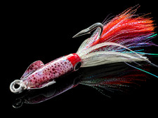 SALTWATER FLY FISHING FLIES  7/0 CUSTOM TIED FOR TARPON ROCKFISH FLUKE GLOW purp
