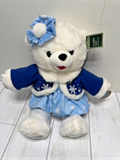 Dan Dee 2010 SNOWFLAKE TEDDY Christmas White Bear Girl Plush Stuffed Blue dress