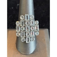 Sterling Silver Aquamarine Statement Cocktail Ring Sz 9 925