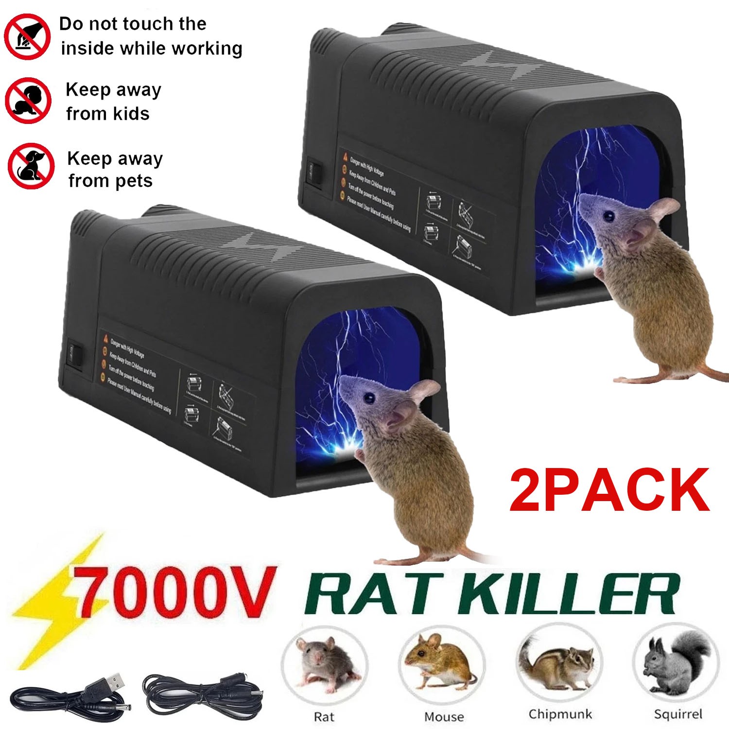 Upgraded Electronic Mouse Trap Control Kill Big Rat Pest Ele