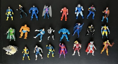 Lot of 24 Marvel ToyBiz Die Cast Metal Figures Vintage X-Men Fantastic 4 Mini