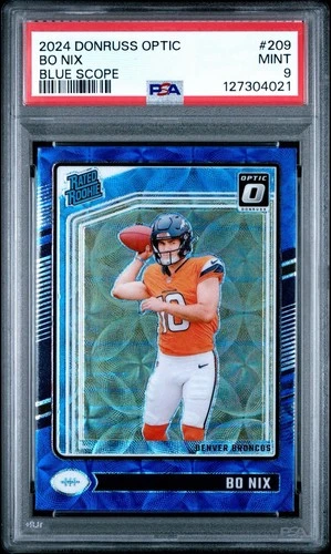 2024 Donruss Optic Blue Scope #209 Bo Nix RATED ROOKIE RC BRONCOS PSA 9 MINT