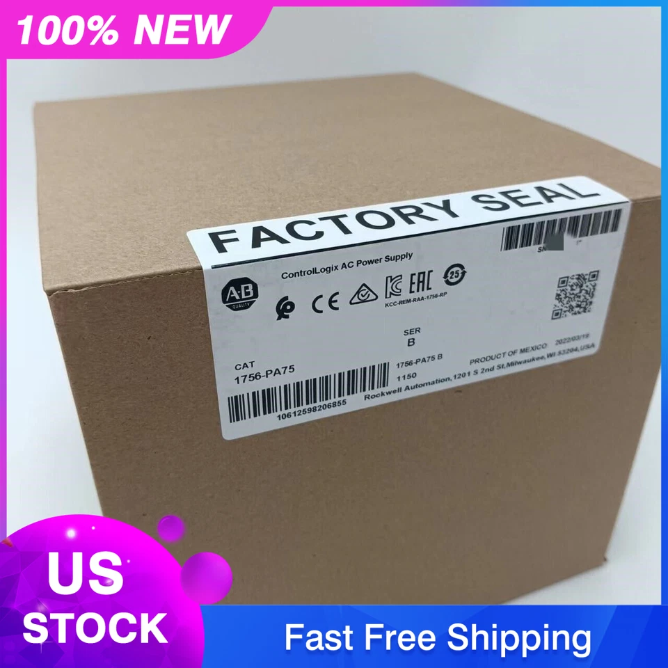 New Allen-Bradley 1756-PA75 SER B PLC ControlLogix AC Power Supply US Free Tax - Image 3 of 4